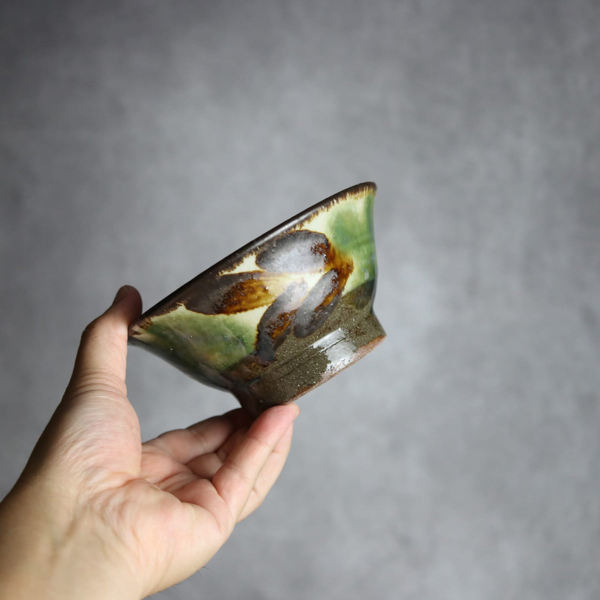 4.5寸マカイ2 三彩 双葉 やちむん 陶器 漂窯