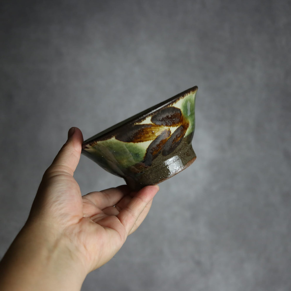 4.5寸マカイ2 三彩 双葉 やちむん 陶器 漂窯