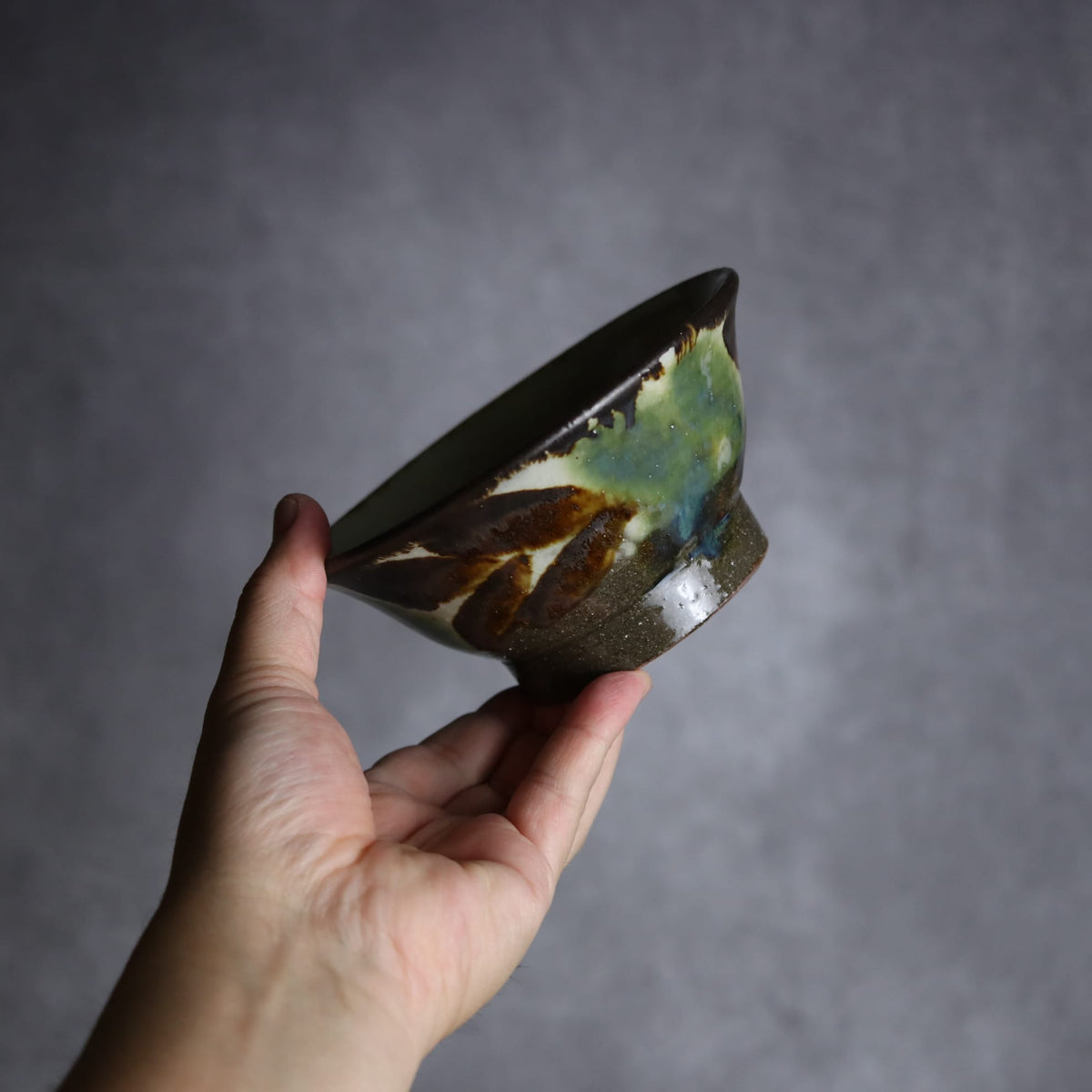 4.5寸マカイ2 三彩 双葉 やちむん 陶器 漂窯