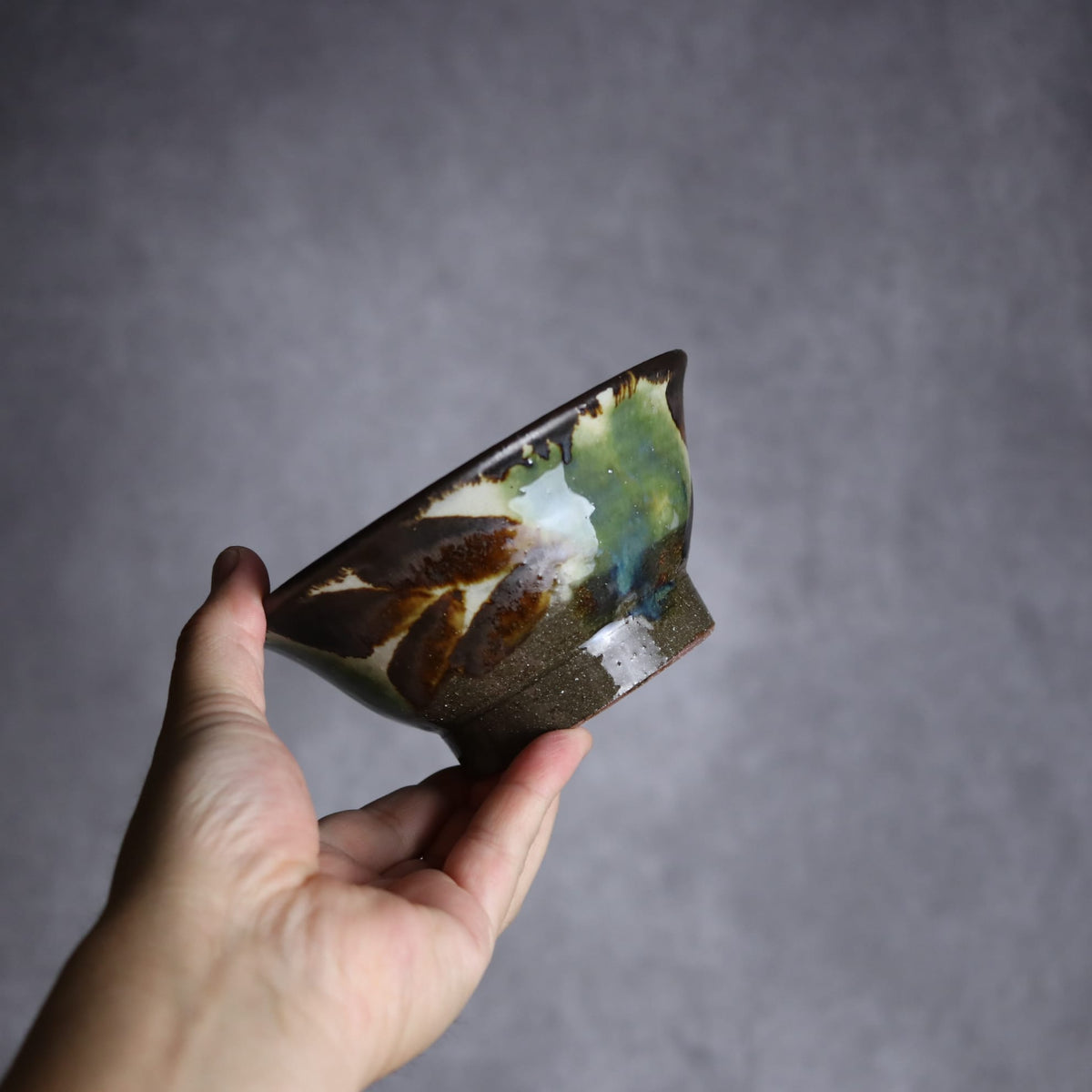 4.5寸マカイ2 三彩 双葉 やちむん 陶器 漂窯