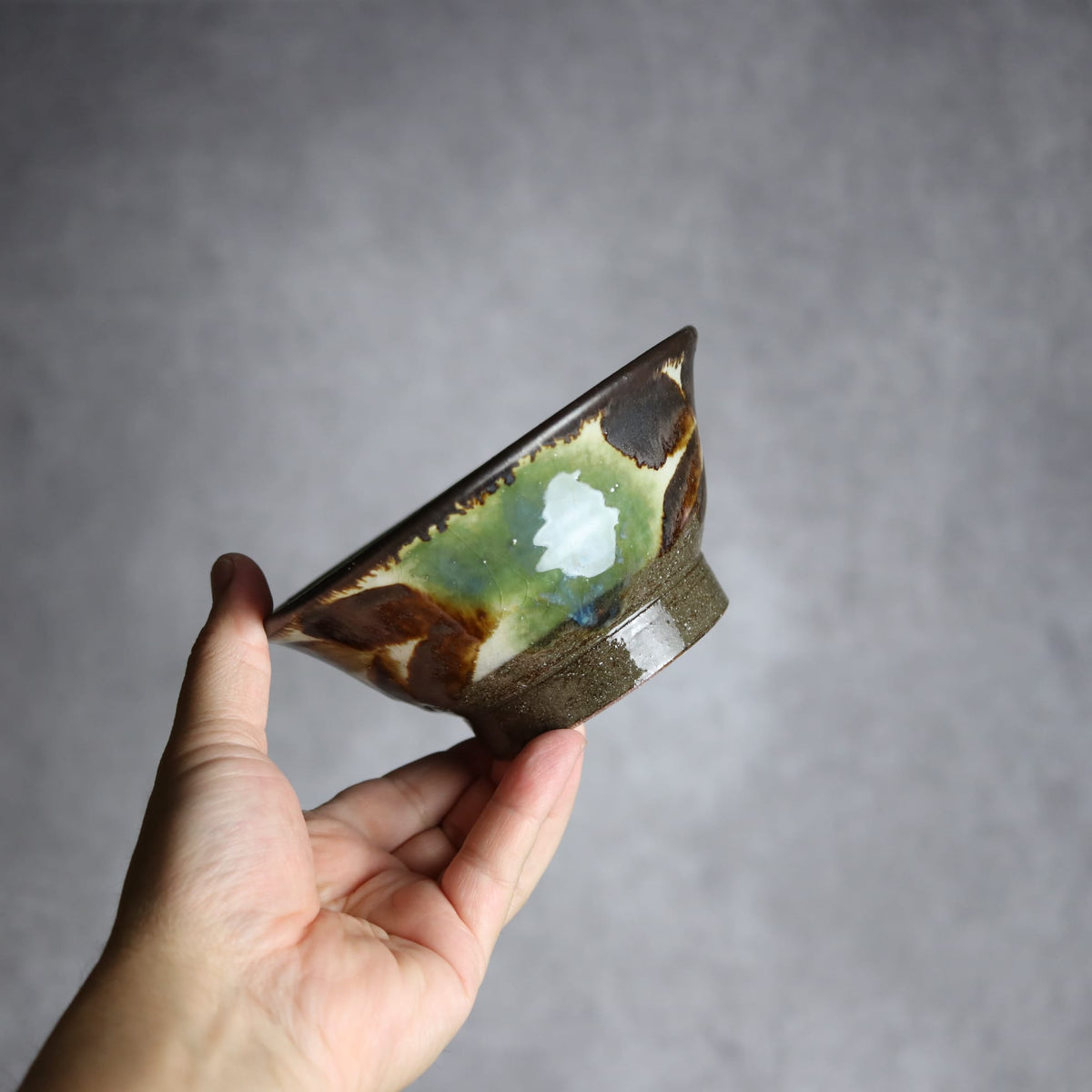 4.5寸マカイ2 三彩 双葉 やちむん 陶器 漂窯