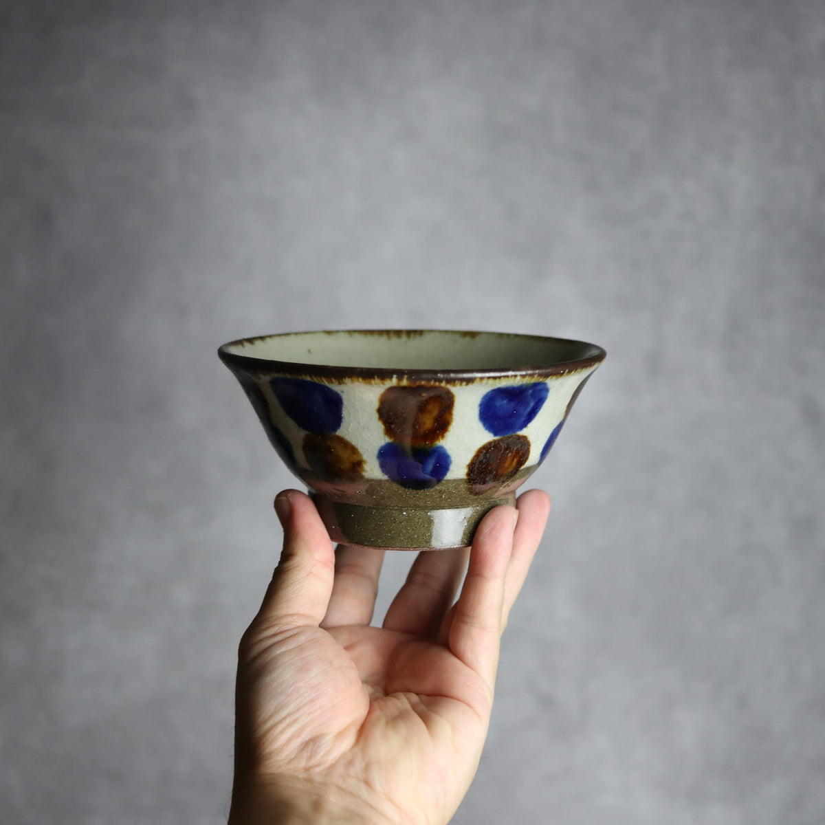 4.5寸マカイ1 飴 呉須釉 点打 やちむん 陶器 漂窯