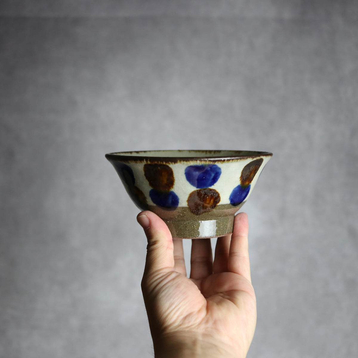4.5寸マカイ1 飴 呉須釉 点打 やちむん 陶器 漂窯