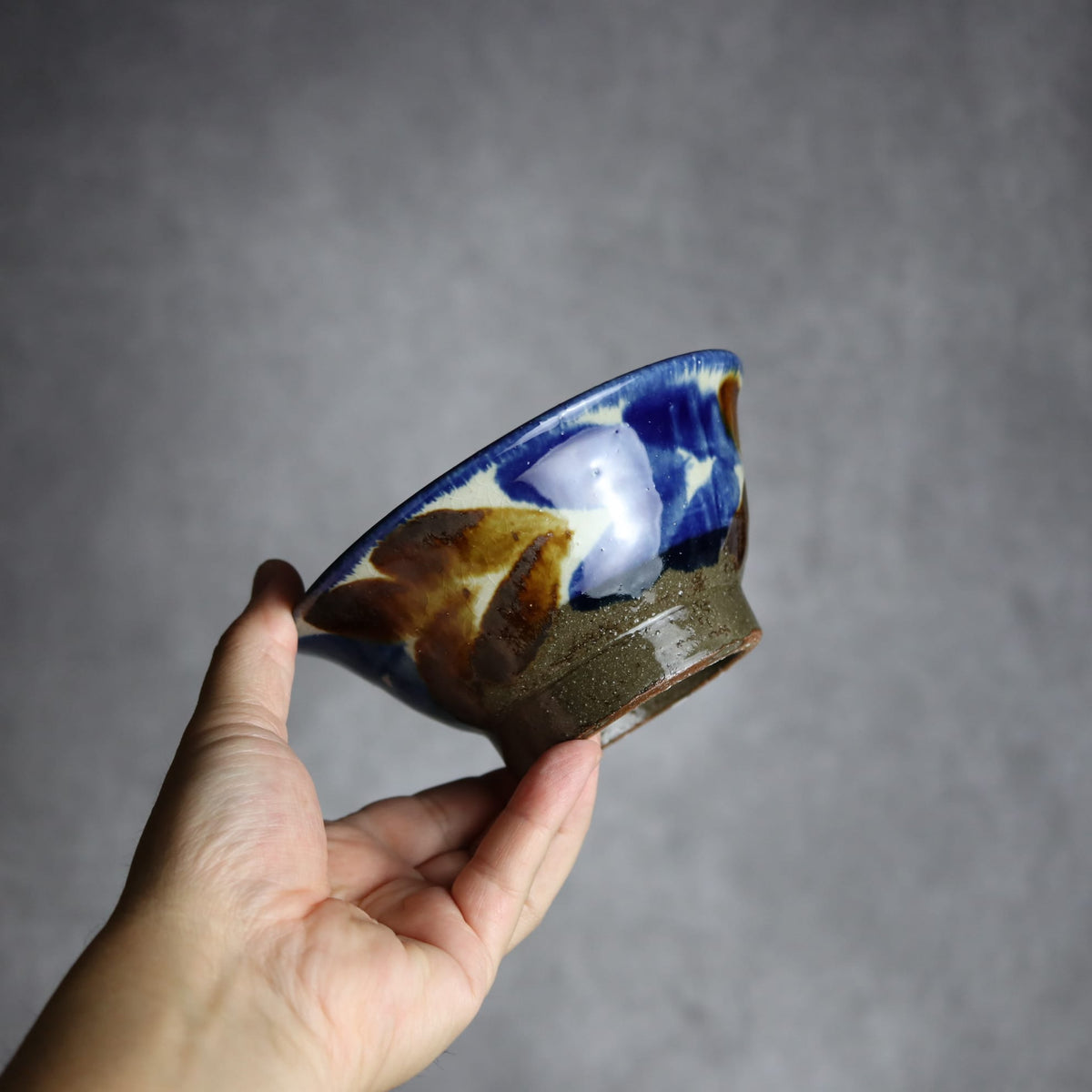 4.5寸マカイ1 飴 呉須釉 双葉 やちむん 陶器 漂窯