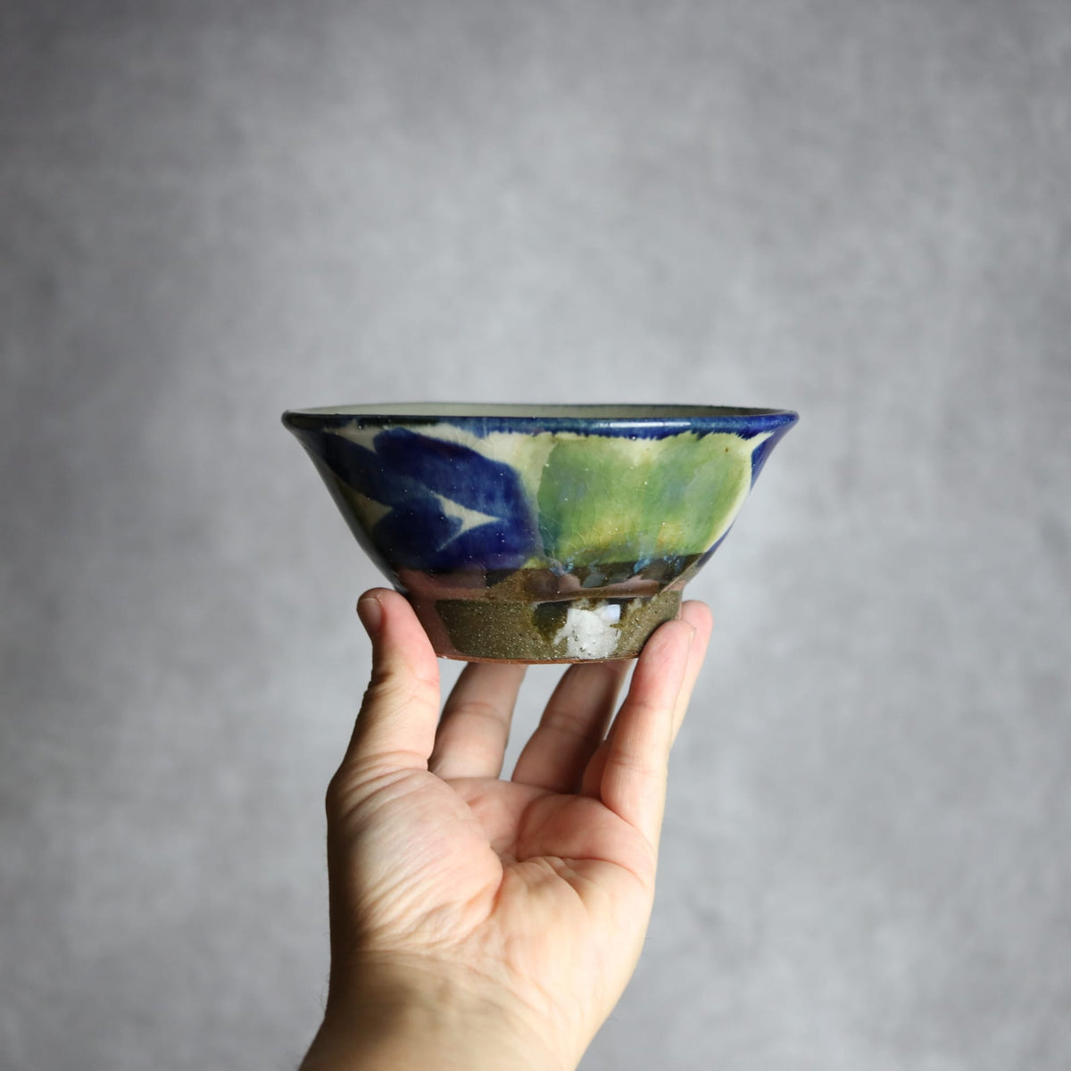 4.5寸マカイ1 呉須 緑釉 双葉 やちむん 陶器 漂窯