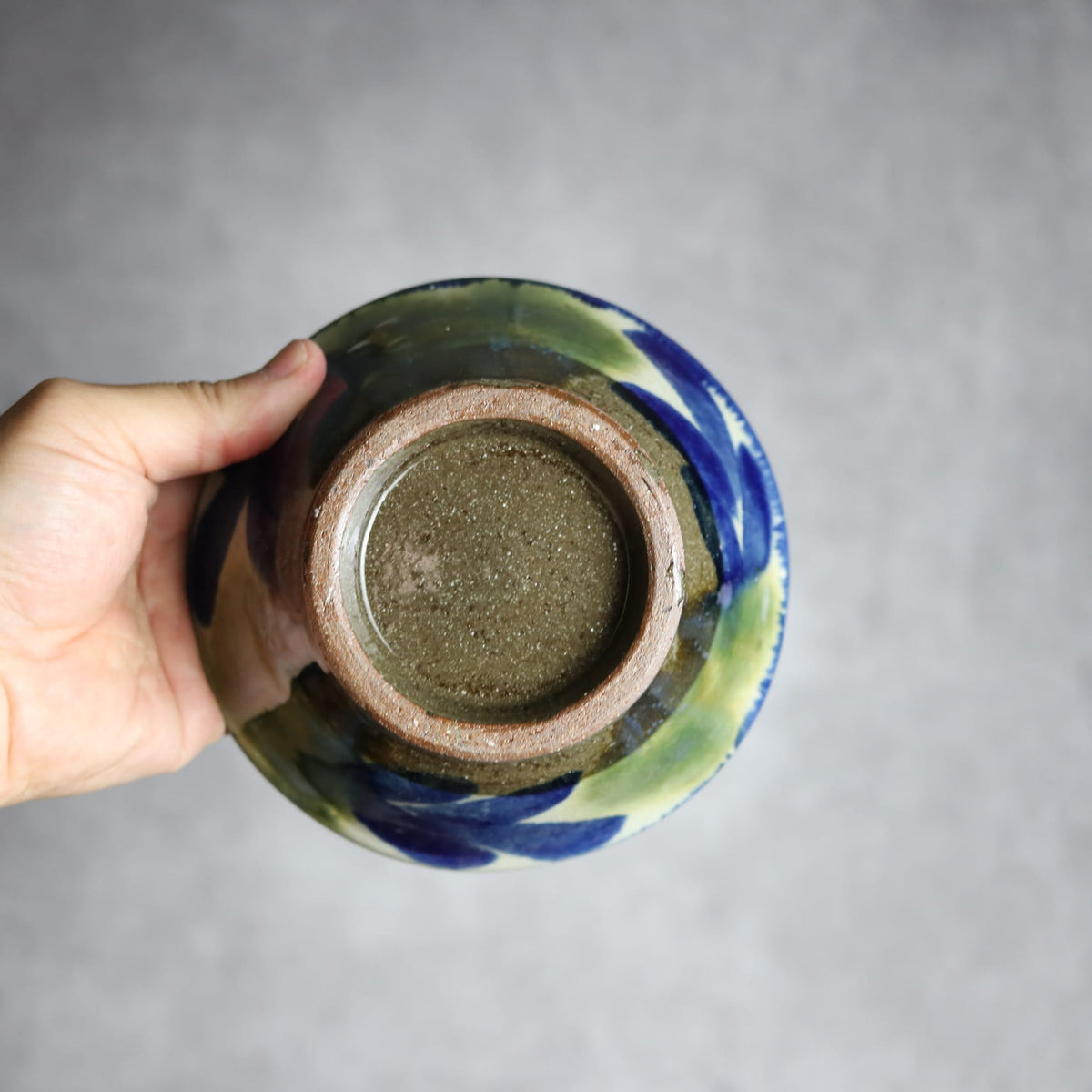 4.5寸マカイ1 呉須 緑釉 双葉 やちむん 陶器 漂窯