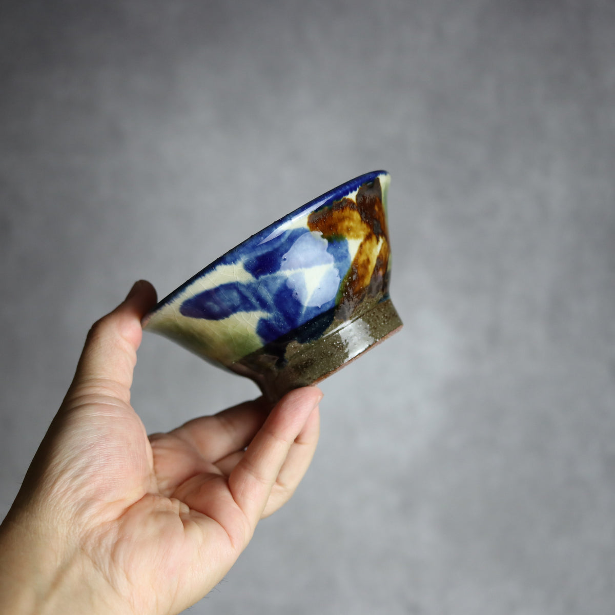 4寸マカイ1 三彩 双葉 やちむん 陶器 漂窯