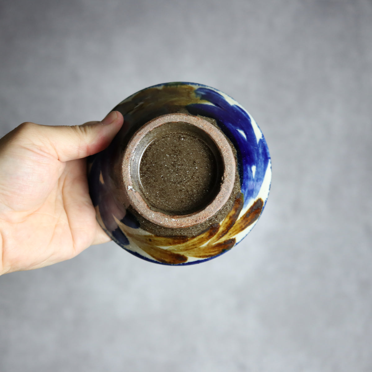 4寸マカイ2 飴 呉須釉 双葉 やちむん 陶器 漂窯