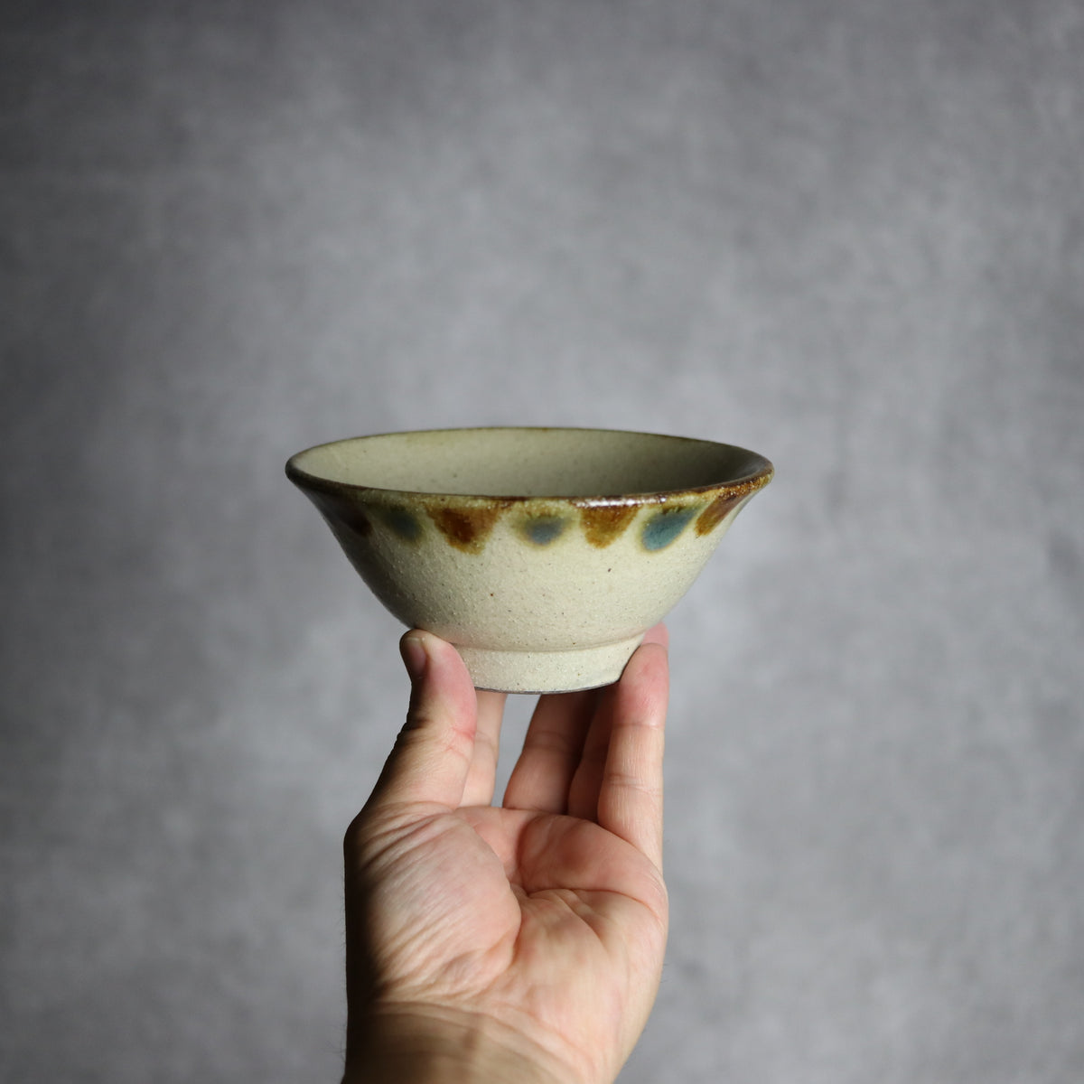 4寸マカイ2 三彩 縁点打 やちむん 陶器 北窯 松田共司工房