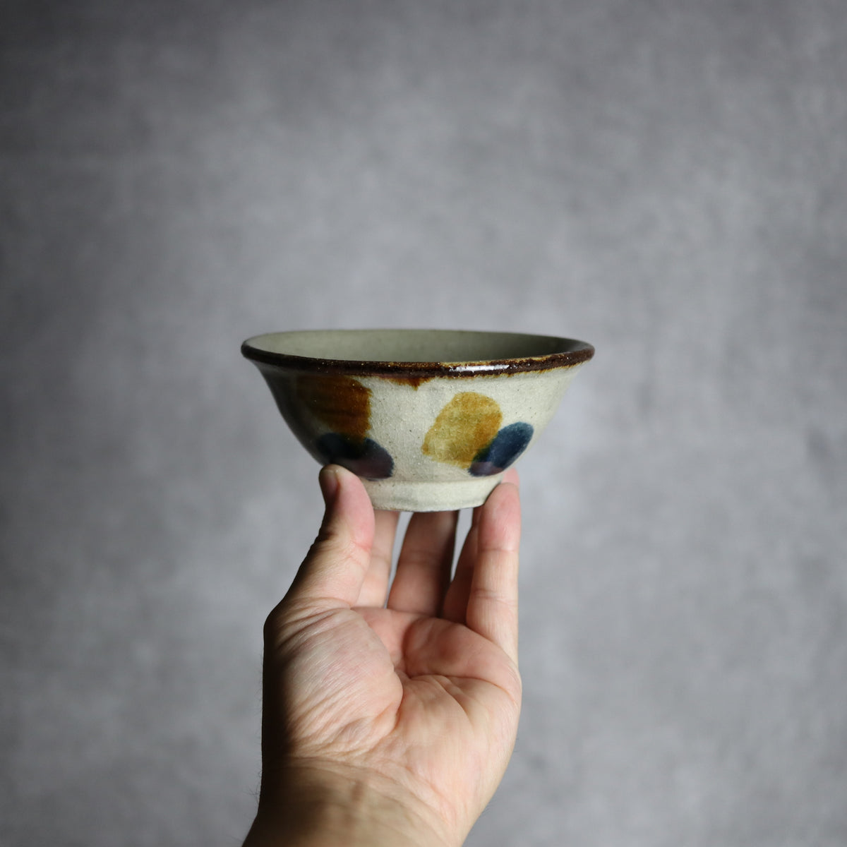 4寸マカイ1 飴 呉須釉 点打 やちむん 陶器 北窯 松田共司工房