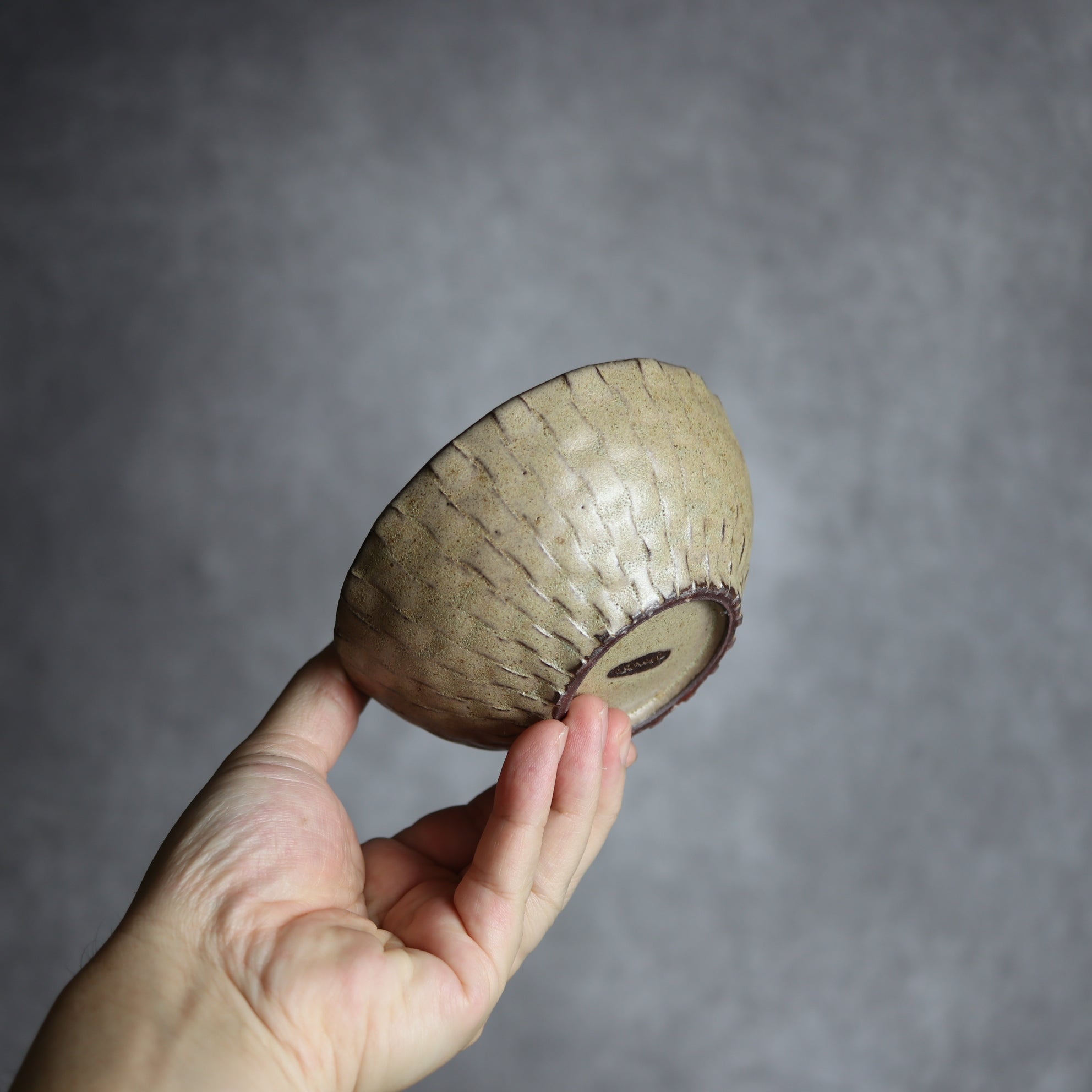cerca - 4寸ごはん茶碗2 サンドベージュ 編込紋 やちむん 陶器 cerca - mundasui