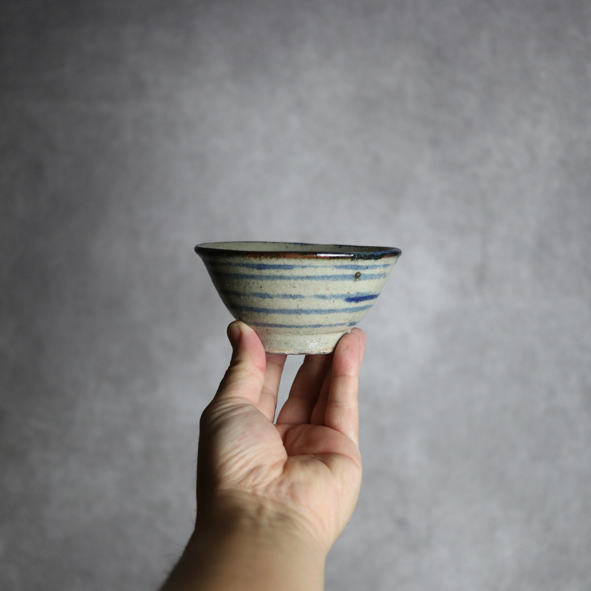3.5寸マカイ1 呉須釉 線 やちむん 陶器 北窯 松田共司工房
