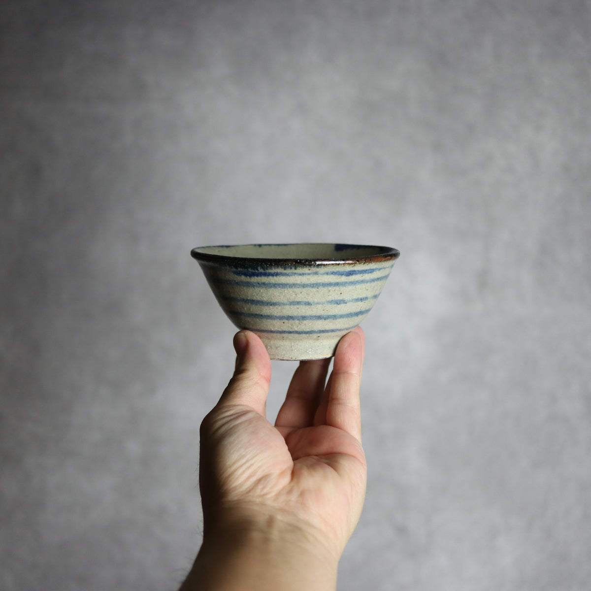 3.5寸マカイ1 呉須釉 線 やちむん 陶器 北窯 松田共司工房