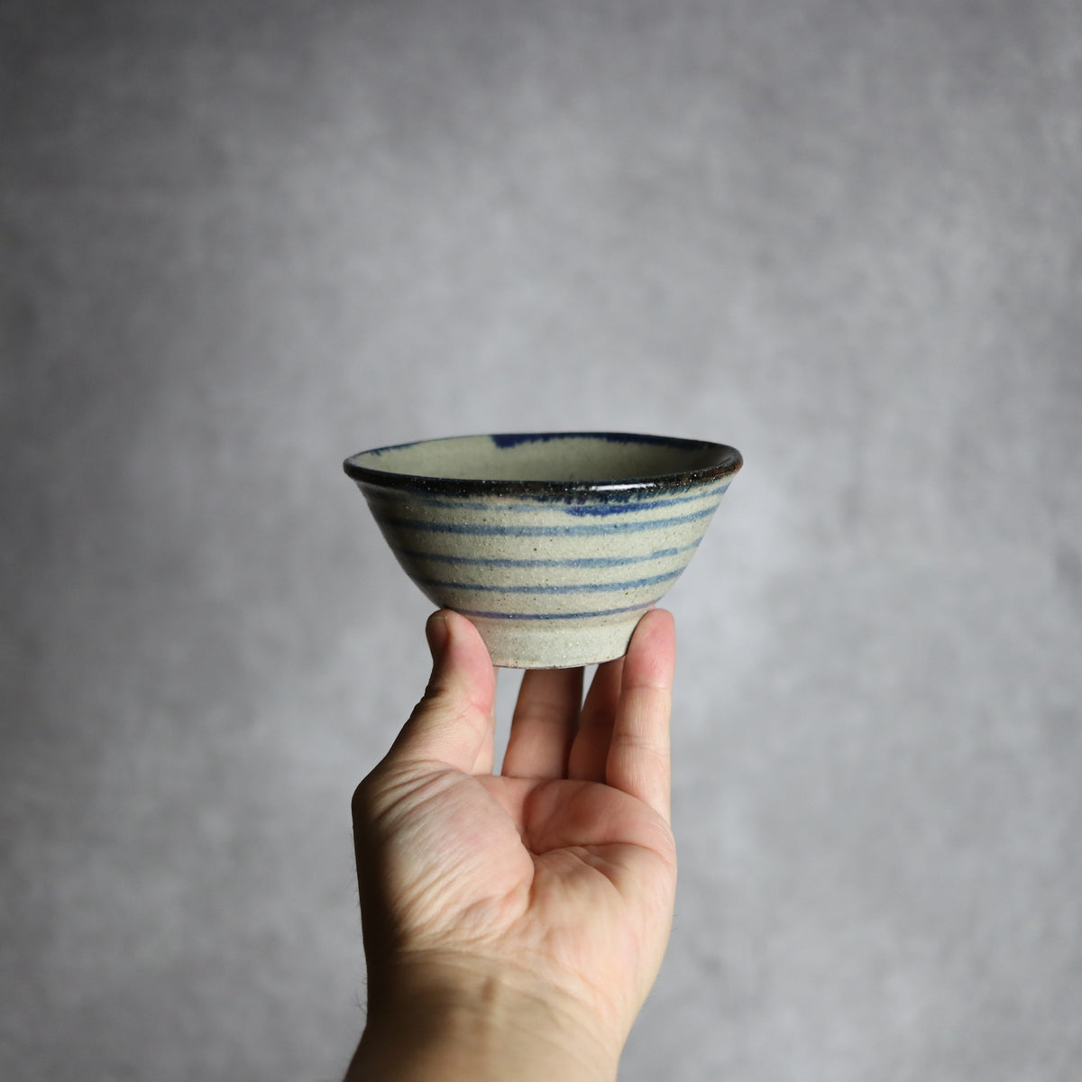 3.5寸マカイ1 呉須釉 線 やちむん 陶器 北窯 松田共司工房