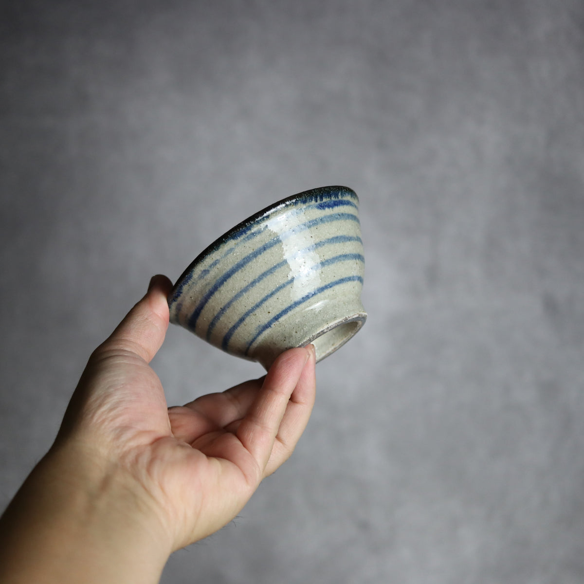 3.5寸マカイ1 呉須釉 線 やちむん 陶器 北窯 松田共司工房