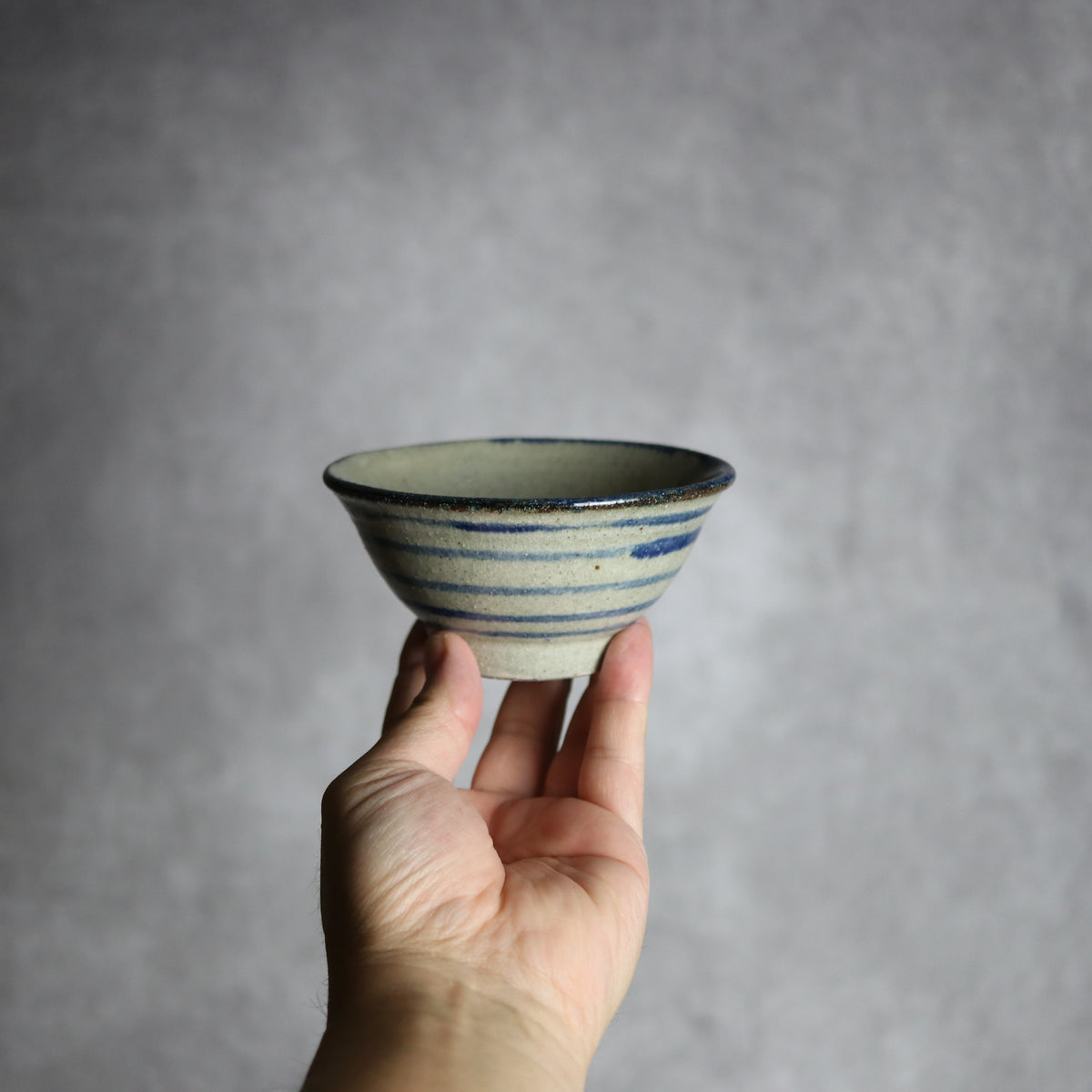 3.5寸マカイ2 呉須釉 線 やちむん 陶器 北窯 松田共司工房