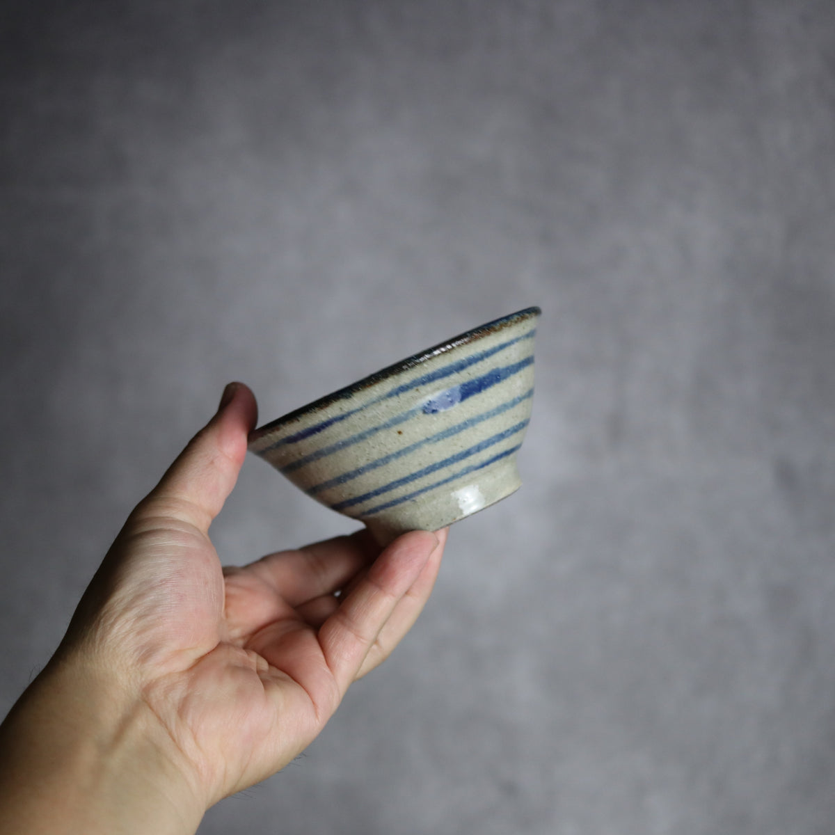 3.5寸マカイ2 呉須釉 線 やちむん 陶器 北窯 松田共司工房
