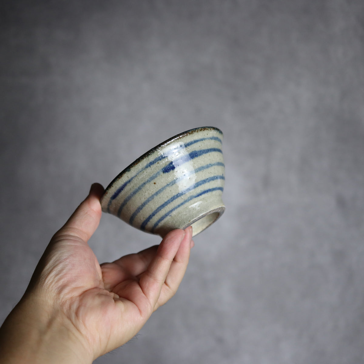 3.5寸マカイ2 呉須釉 線 やちむん 陶器 北窯 松田共司工房