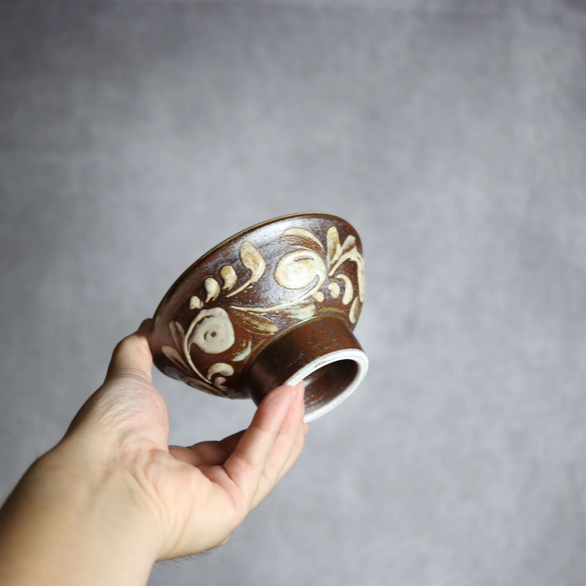 茂生窯 - 4寸マカイ3 イッチン 唐草 やちむん 陶器 茂生窯 - mundasui